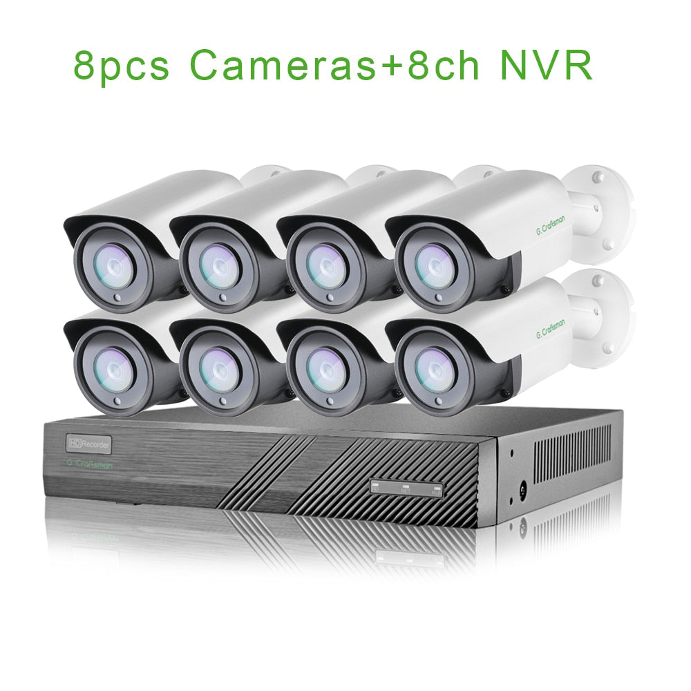 5MP 25fps POE IP Camera System Kits 2 4 6 8ch CCTV
