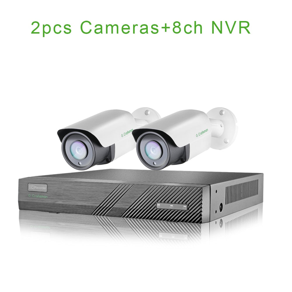 5MP 25fps POE IP Camera System Kits 2 4 6 8ch CCTV