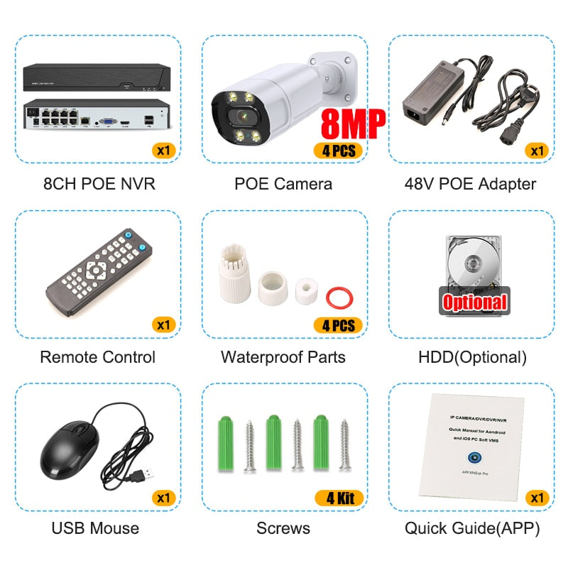 Security Camera System Two Way Audio 8MP