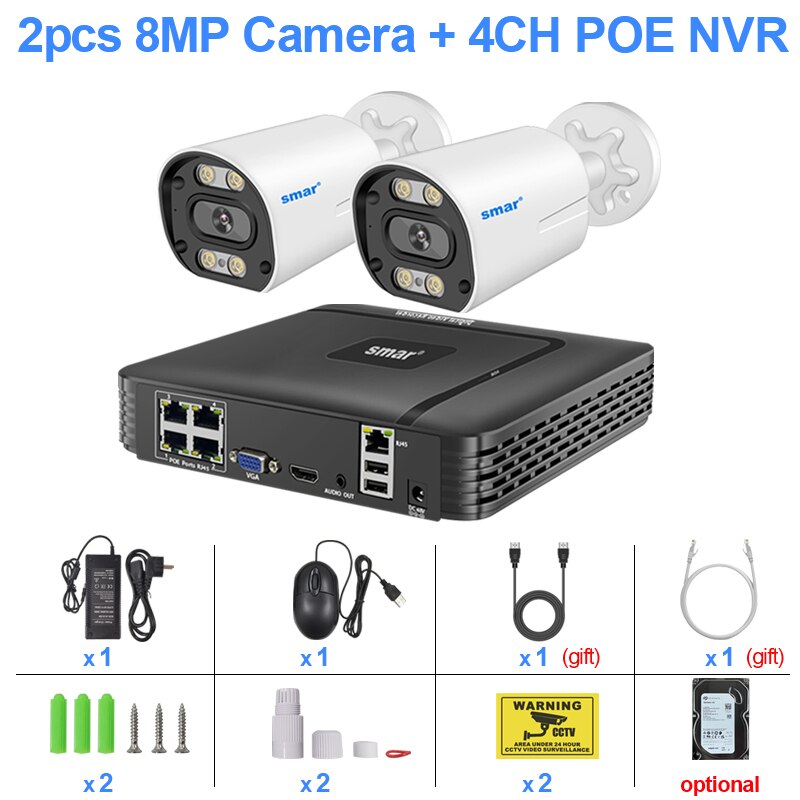 4K 8MP POE Security Camera System 8CH P2P